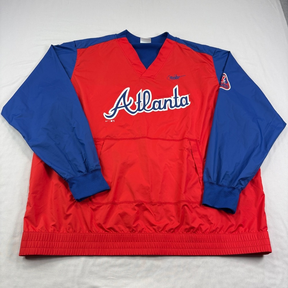 Atlanta Braves Nike Jacket Mens XL Red Cooperstown Windbreaker Pullover MLB